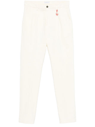 Manuel Ritz pantaloni chino in twill con pinces panna