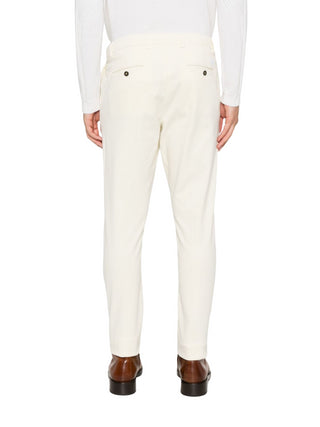 Manuel Ritz pantaloni chino in twill con pinces panna