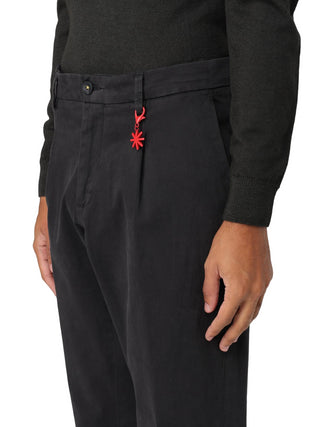 Manuel Ritz pantaloni chino in twill con pinces blu