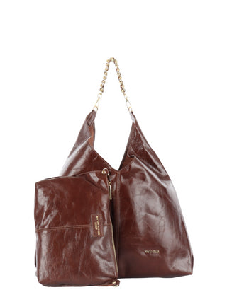 Marc Ellis borsa Alaska Shiny in pelle con pochette marrone