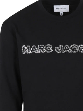 Marc Jacobs T-shirt manica lunga in jersey con logo strass nero