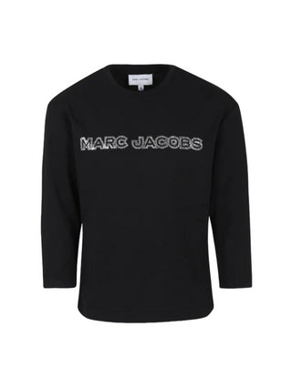 Marc Jacobs T-shirt manica lunga in jersey con logo strass nero