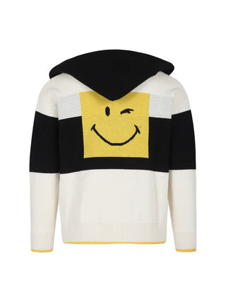 Marc Jacobs cardigan a righe con zip disegno Smile panna nero