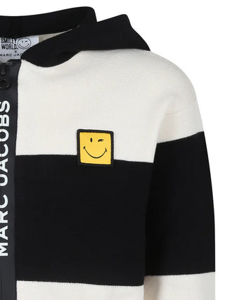 Marc Jacobs cardigan a righe con zip disegno Smile panna nero