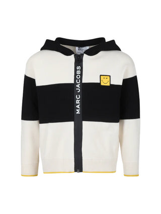 Marc Jacobs cardigan a righe con zip disegno Smile panna nero