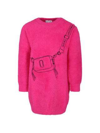 Marc Jacobs abito manica lunga in tessuto fluffy fucsia