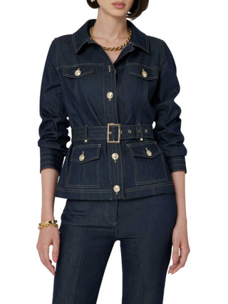 Marciano Guess giacca in denim Maya con cintura lavaggio blu scuro