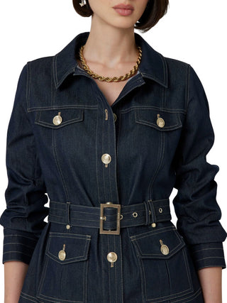 Marciano Guess giacca in denim Maya con cintura lavaggio blu scuro