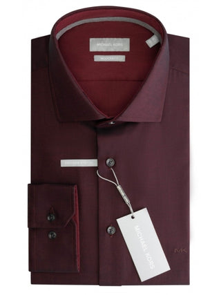 Michael Kors camicia manica lunga slim fit bordeaux