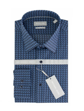 Michael Kors camicia manica lunga in fantasia logata nero blu