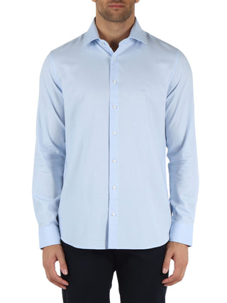 Michael Kors camicia Dobby slim fit in micro fantasia celeste