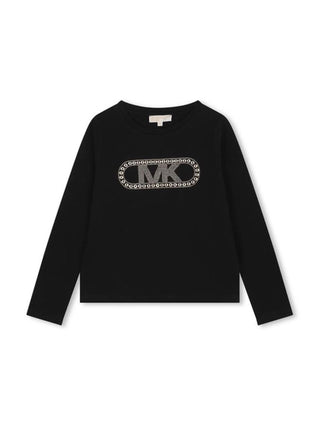 Michael Kors T-shirt manica corta in jersey con logo borchiato nero