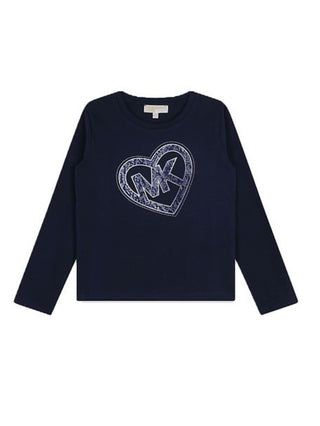 Michael Kors T-shirt manica lunga con stampa logo Heart blu