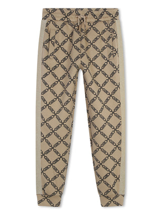 Michael Kors pantaloni joggers in fantasia logo monogram beige