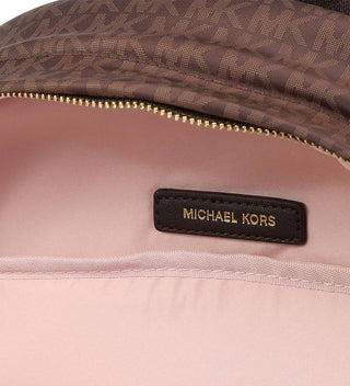 Michael Kors zaino in fantasia logo monogram con tasche marrone