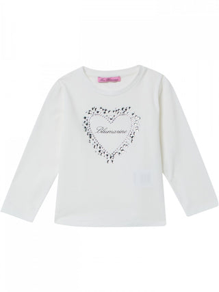 Miss Blumarine T-shirt manica lunga con logo gioiello bianco