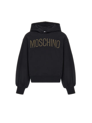 Moschino felpa con cappuccio logo borchiato nero