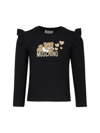 Moschino T-shirt manica lunga in jersey con rouches nero