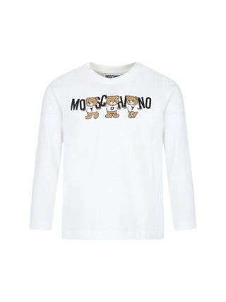 Moschino T-shirt manica lunga con stampa orsetti Toy panna