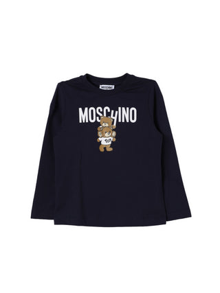 Moschino T-shirt manica lunga in jersey con orsetti Toy blu