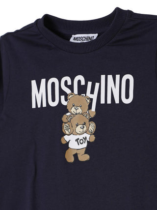 Moschino T-shirt manica lunga in jersey con orsetti Toy blu