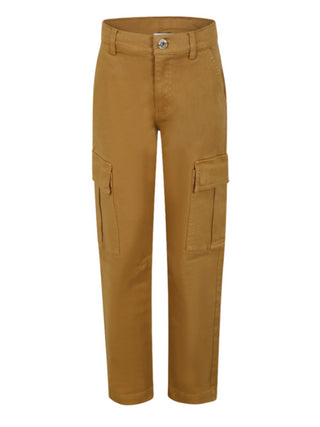 Moshino pantaloni cargo slim fit in gabardina color cammello