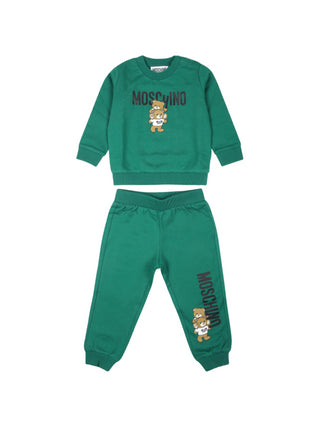 Moschino completo felpa e pantalone con logo Toy verde