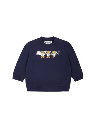 Moschino felpa neonata con logo e orsetti Toy blu