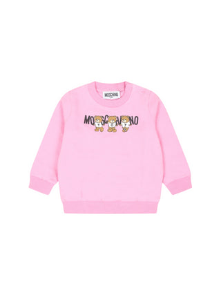 Moschino felpa neonata con logo e orsetti Toy rosa