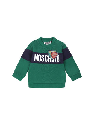 Moschino felpa neonato con patch logo verde