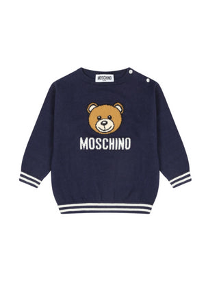 Moschino maglia in misto lana con orsetto blu