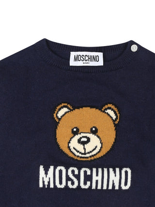 Moschino maglia in misto lana con orsetto blu