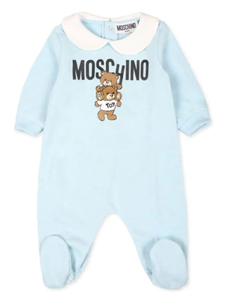 Moschino tutina manica lunga con piedini stampa orsetti celeste