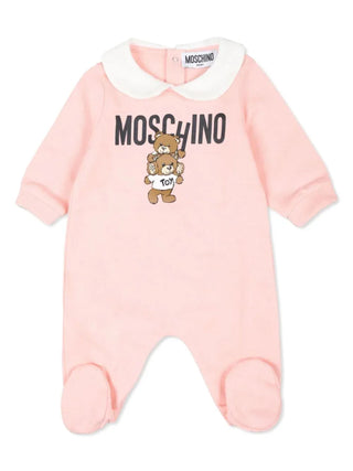 Moschino tutina manica lunga con piedini stampa orsetti rosa