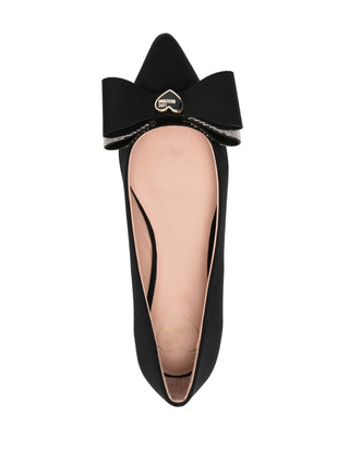 Moschino Love ballerine a punta con fiocco strass nero