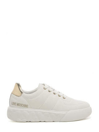 Moschino Love sneakers in nappa con logo bianco oro