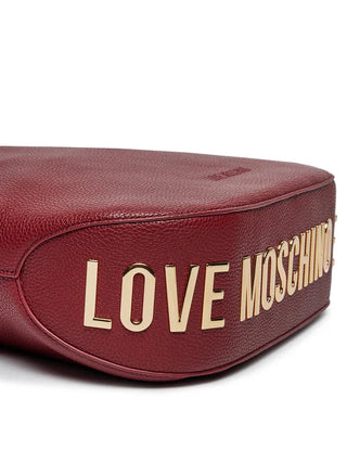 Moschino Love borsa a spalla in ecopelle martellata rosso vino