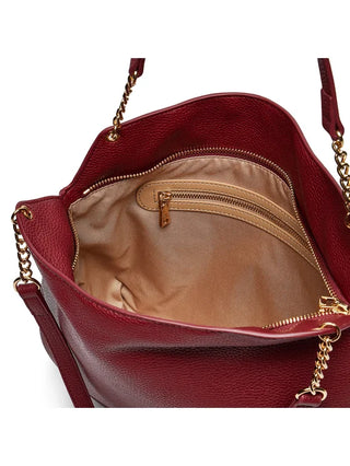 Moschino Love borsa a spalla in ecopelle martellata rosso vino