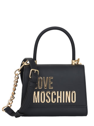 Moschino Love borsa a mano in ecopelle con logo nero oro