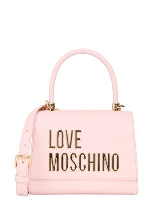 Moschino Love borsa a mano in ecopelle con logo rosa oro