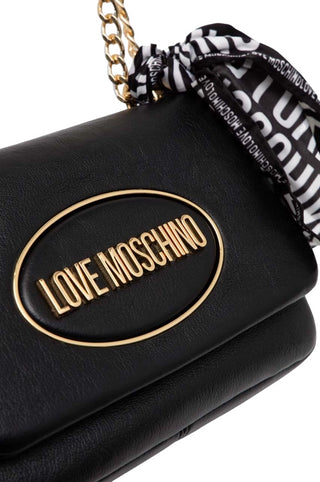 Moschino Love borsa a spalla in ecopelle con foulard nero