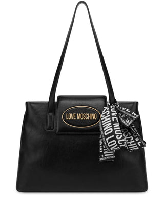 Moschino Love borsa a spalla in similpelle con foulard nero