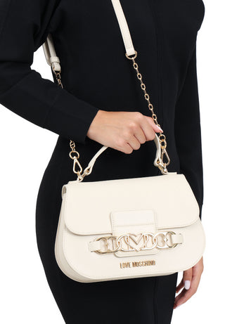 Moschino Love borsa a mano in ecopelle martellata beige