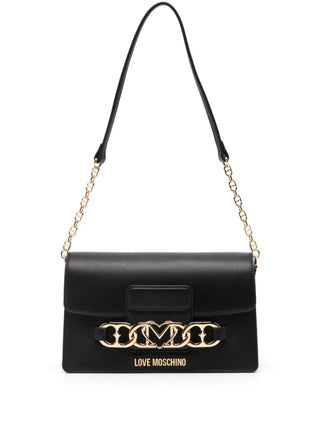 Moschino Love borsa a spalla in ecopelle martellata nero oro