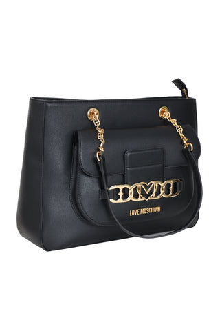 Moschino Love borsa a spalla in similpelle martellata nero oro