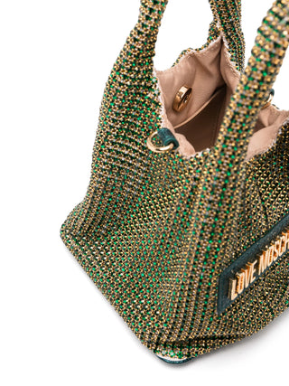 Moschino Love borsa a mano con strass all over verde oro