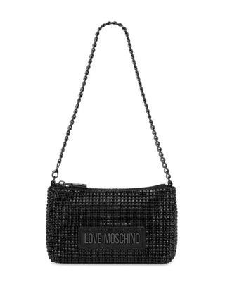 Moschino Love borsa a spalla con strass nero argento