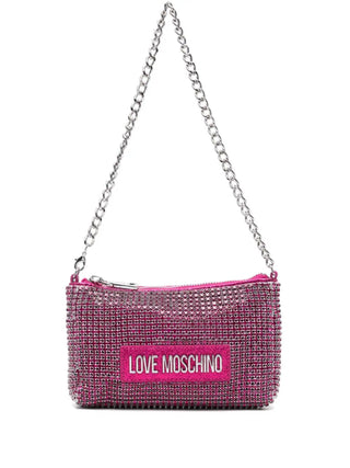 Moschino Love borsa a spalla con strass fucsia