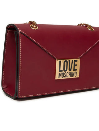 Moschino Love borsa a spalla in ecopelle con placca logo bordeaux