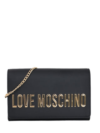 Moschino Love borsa a tracolla in similpelle con logo nero oro